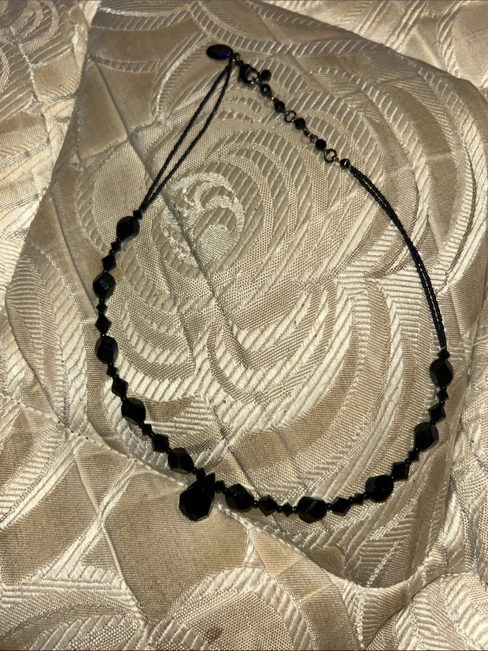 Black Beaded Crystal Choker Necklace